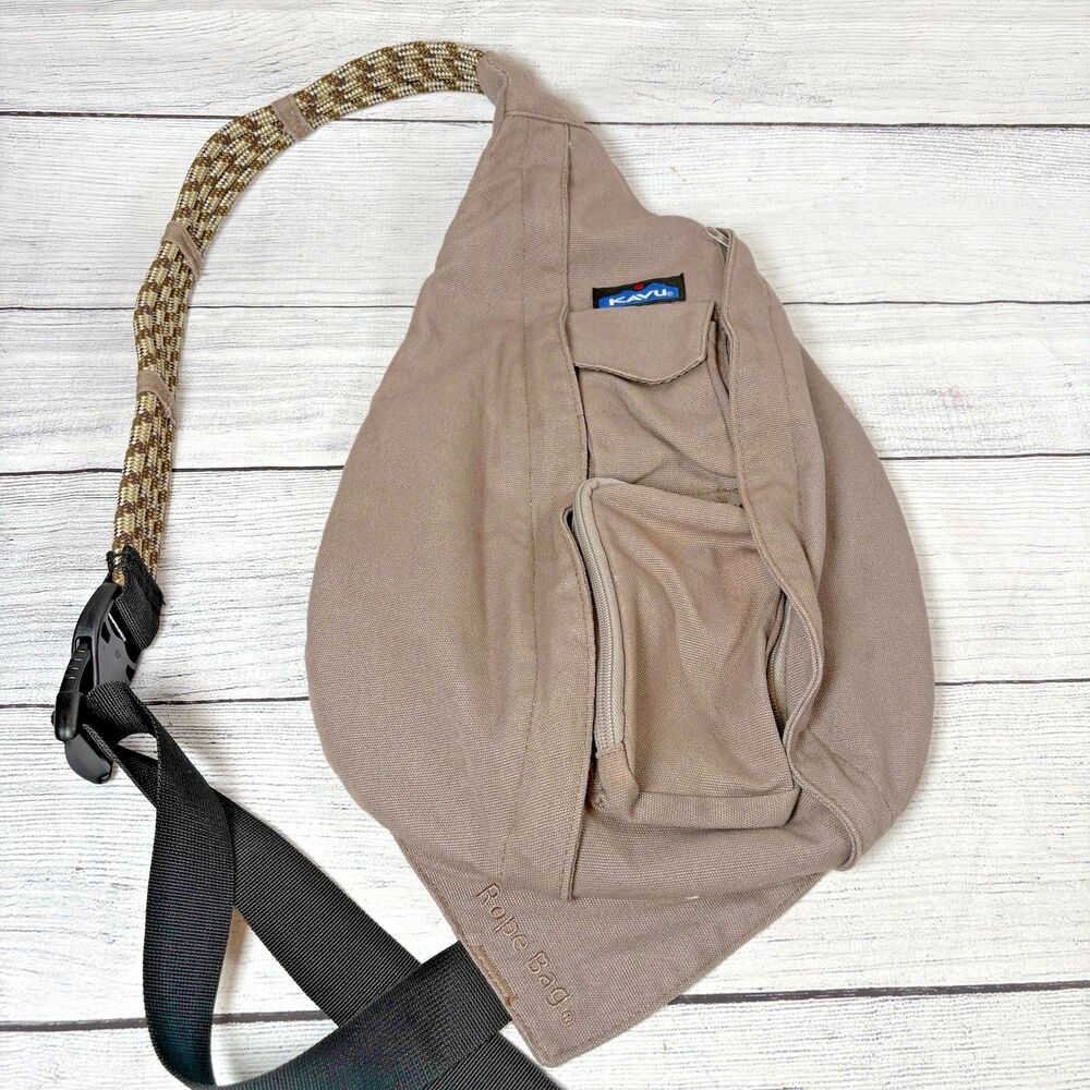 KAVU Rope Bag Taupe Crossbody Backpack Outdoor Hiking Shoulder Travel